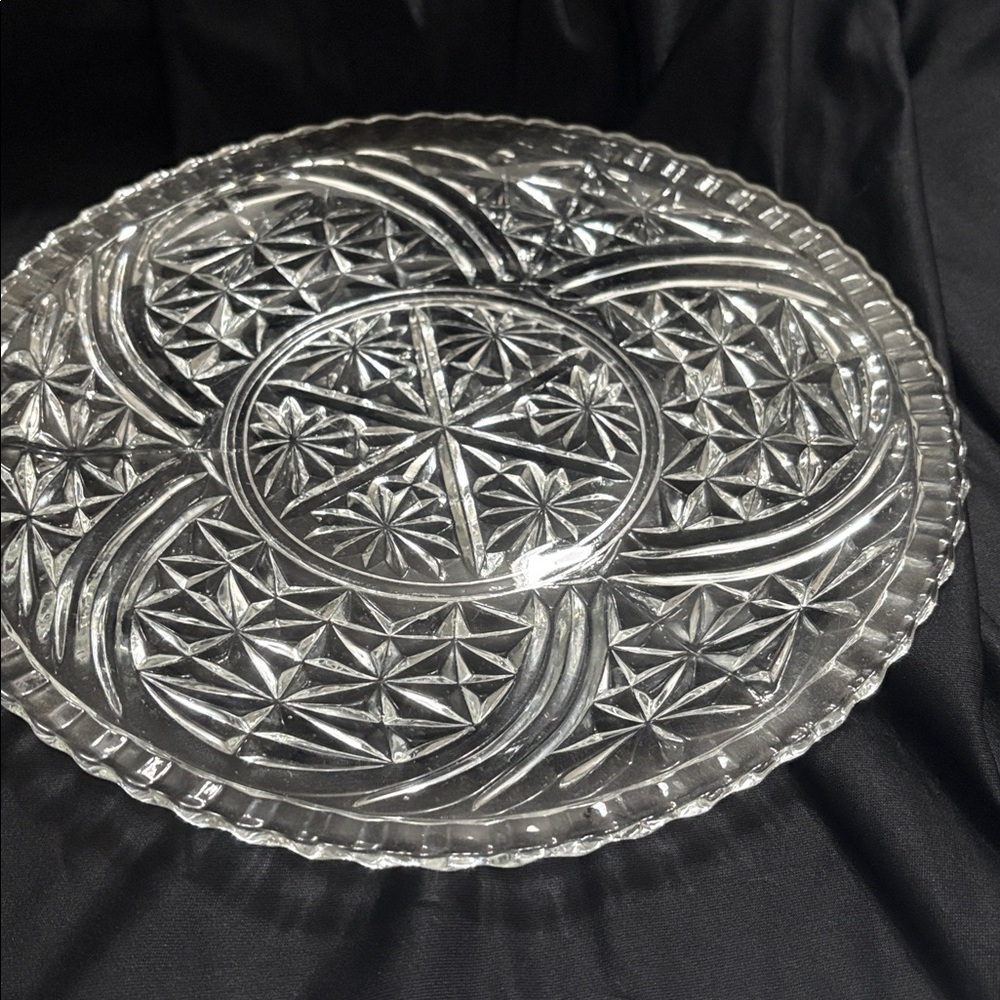 Anchor Hocking Clear Glass Stars & Bars Serving Plate